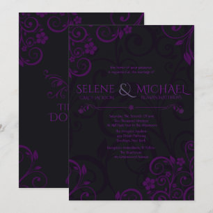 Invitations gothiques de mariage de prune