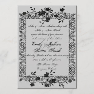 Invitations gothiques de mariage de rose de gris