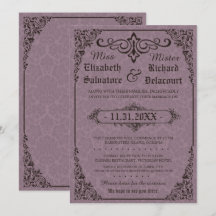Invitations gothiques victoriens Mariage damassé