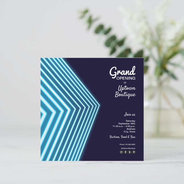Invitations Grand Ouverture Blue Neon (Debout devant)