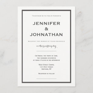 Invitations grises modernes de mariage de