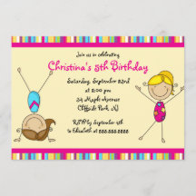 Invitations Gymnastiques à la fête d'anniversaire