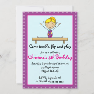 Invitations Gymnastiques à la fête d'anniversaire