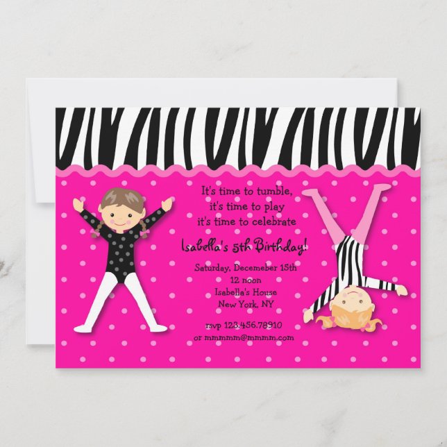 Invitations gymnastiques de fête d'anniversaire de (Devant)
