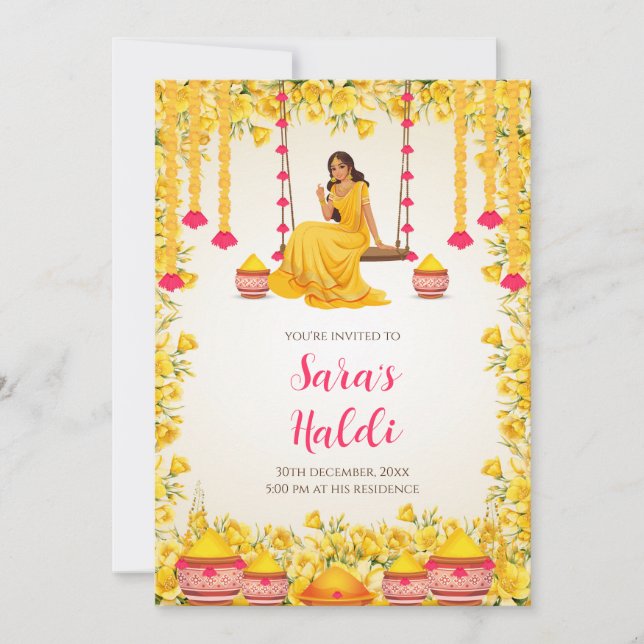Invitations Haldi invitations Haldi numérique Pith (Devant)