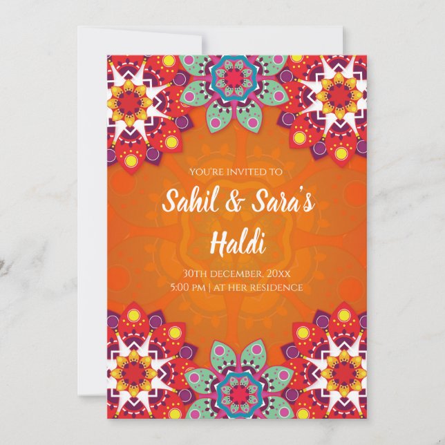 Invitations Haldi numérique et Mariage invitations (Devant)