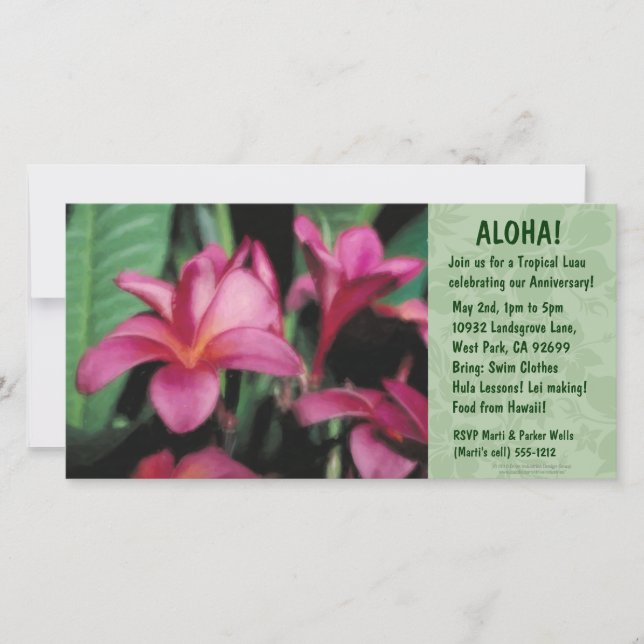 Invitations Hawaïennes Floral Luau (Devant)