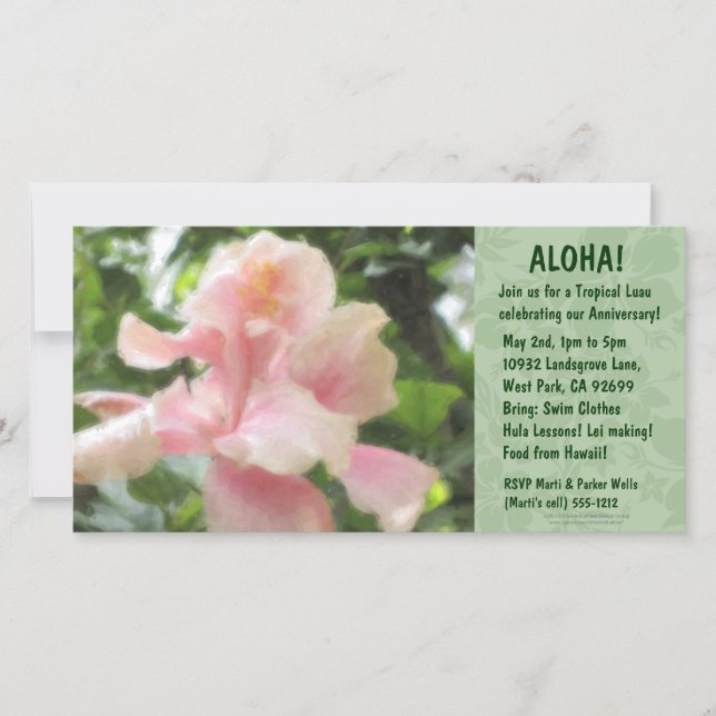 Invitations Hawaïennes Floral Luau (Devant)