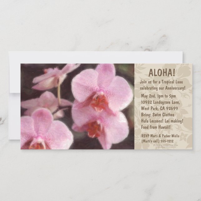 Invitations Hawaïennes Floral Luau (Devant)