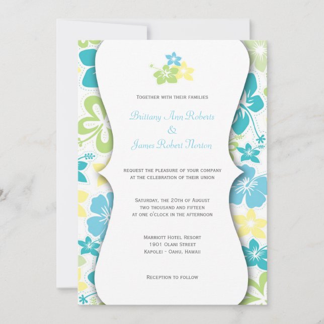 Invitations hawaïens de mariage ou de Fête de la (Devant)