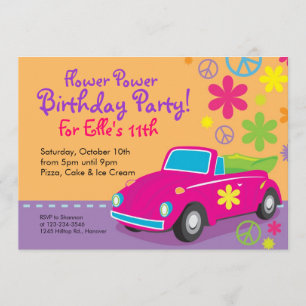 Invitations hippies de fête d'anniversaire