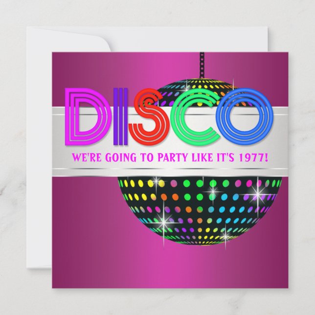 Invitations Hot Pink Disco Party (Devant)