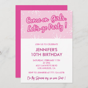 Invitations Hot rose 10e anniversaire pour sa fill