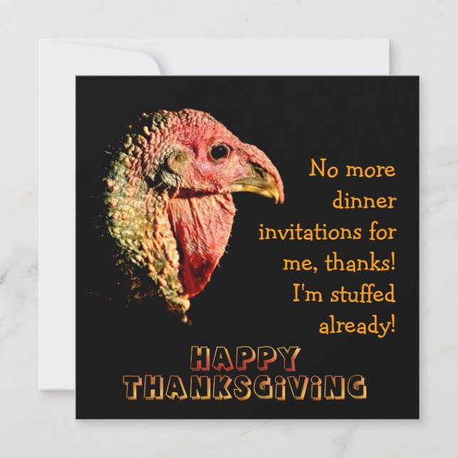 Invitations humoristiques du dîner de Thanksgiving (Devant)