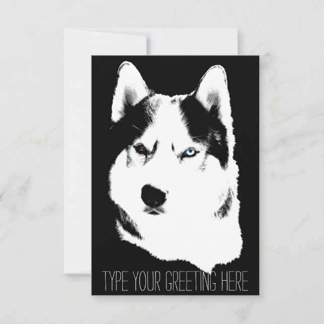 Invitations Husky personnalisées carte Husky Sibér (Devant)