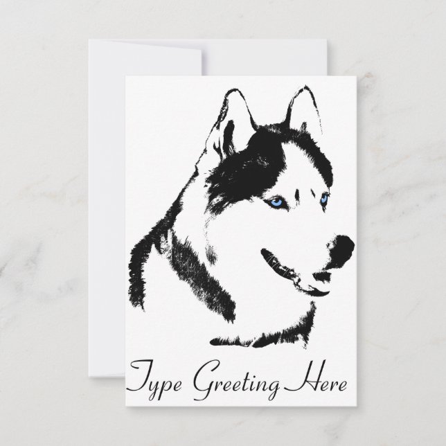 Invitations Husky personnalisées carte Husky Sibér (Devant)