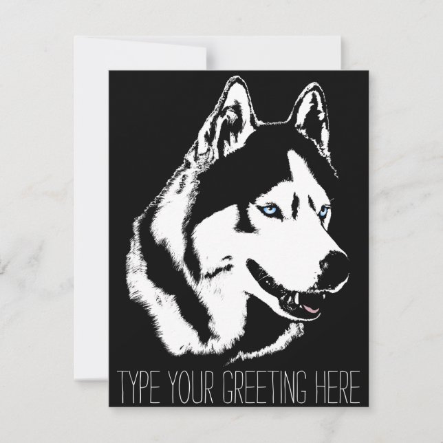 Invitations Husky Personnalisées Carte Husky Sibér (Devant)