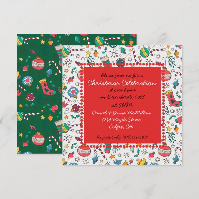 Invitations Imprimantes De Noël (Devant / Derrière)