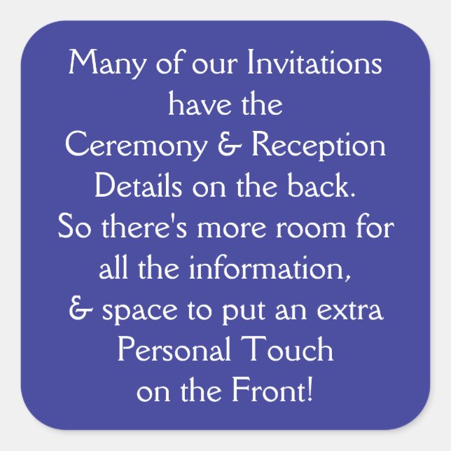 Invitations Info Square Sticker (Front)