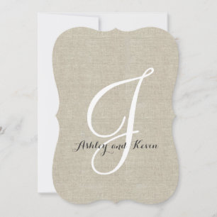 Invitations initiales de mariage rustique Linen
