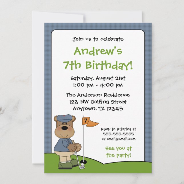 Invitations jouantes au golf de partie (Devant)