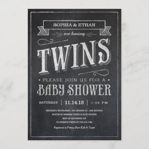 Invitations jumelles de baby shower de tableau