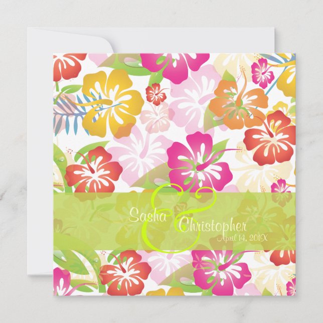 Invitations Leis/Luau/hibiscusWedding (Devant)