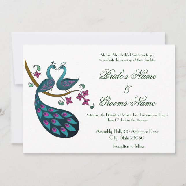 Invitations les épousant du paon -1 (Devant)