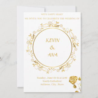 Invitations Luxueuses Gold Wedding | Personnalisab