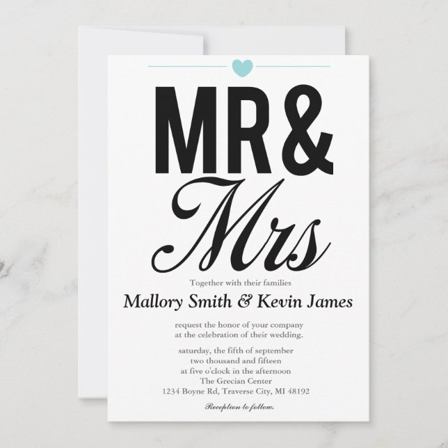 Invitations M. & Mme | MARIAGE (Devant)