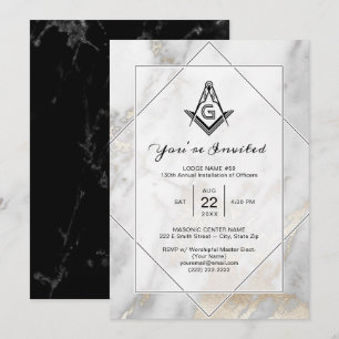 Invitations maçonniques or Marbre blanc élégant
