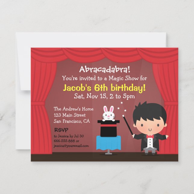 Invitations magiques de fête d'anniversaire de (Devant)