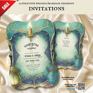 INVITATIONS MANIPULABLES ÉTHÉRÉAL VERT OR