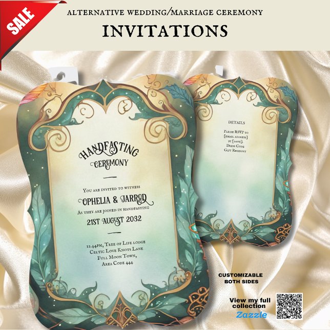 INVITATIONS MANIPULABLES ÉTHÉRÉAL VERT OR (Créateur téléchargé)
