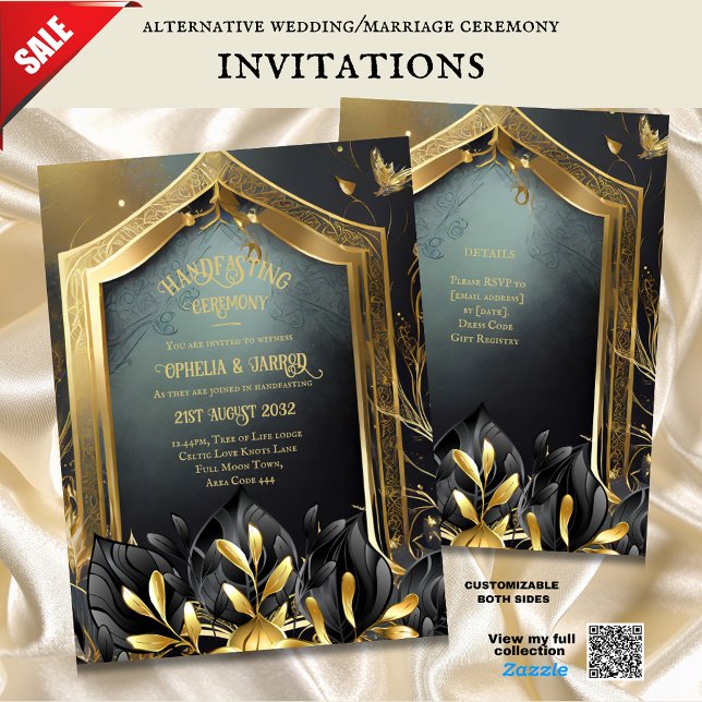 INVITATIONS MANIPULABLES NOIR OR ETHÉRÉAL (Créateur téléchargé)
