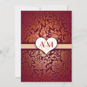 invitations mariage 50 ans en damas rouge or
