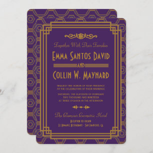 Invitations Mariage Art Déco Violet