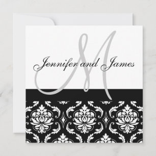 Invitations Mariage damassé avec des noms de monog