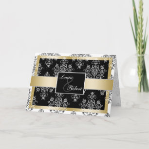 Invitations Mariage damassé Black Et Gold