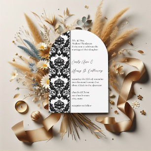 Invitations Mariage damassé en noir et blanc
