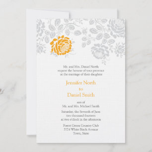 Invitations mariage damassé Orange Et Grey