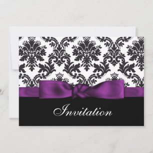 Invitations mariage damassé violet