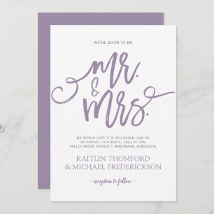 Invitations Mariage Lavande-Violet Script de bro