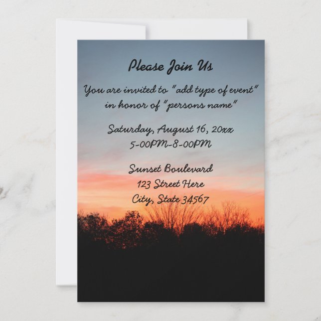 Invitations Mariage Sunset (Devant)