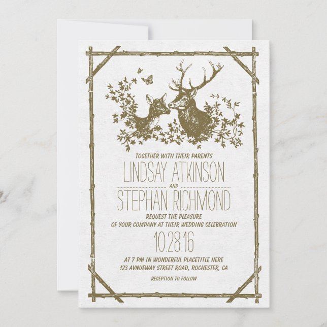 Invitations mariages campagnards rustiques avec ce (Devant)