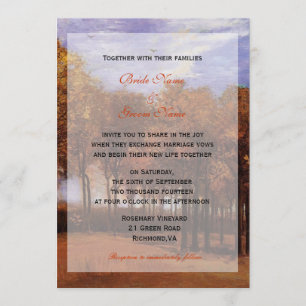 Invitations mariages de automne de mariée et marié