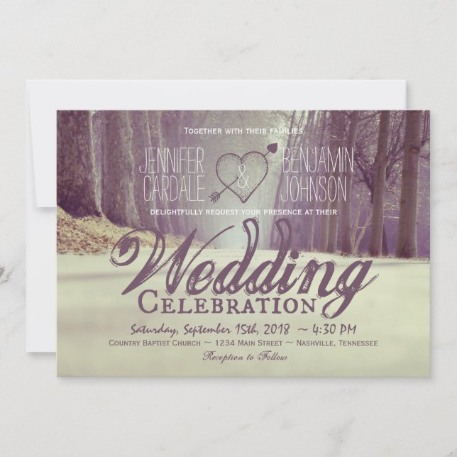 Invitations Mariages de automne des arbres rustiqu (Devant)