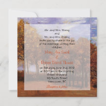 Invitations mariages de automne. Paysage d'automne