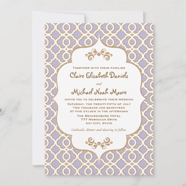 Invitations Marocaines Marocaines Claires Purple G (Devant)