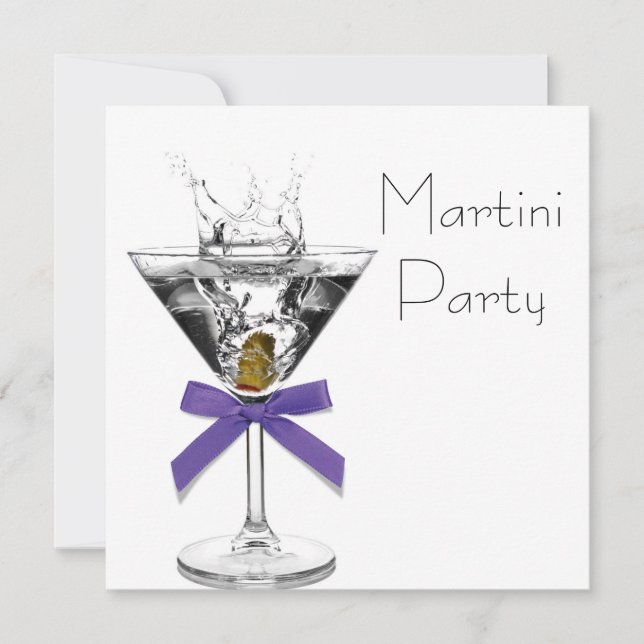 Invitations Martini Glass Purple Martini Party (Devant)